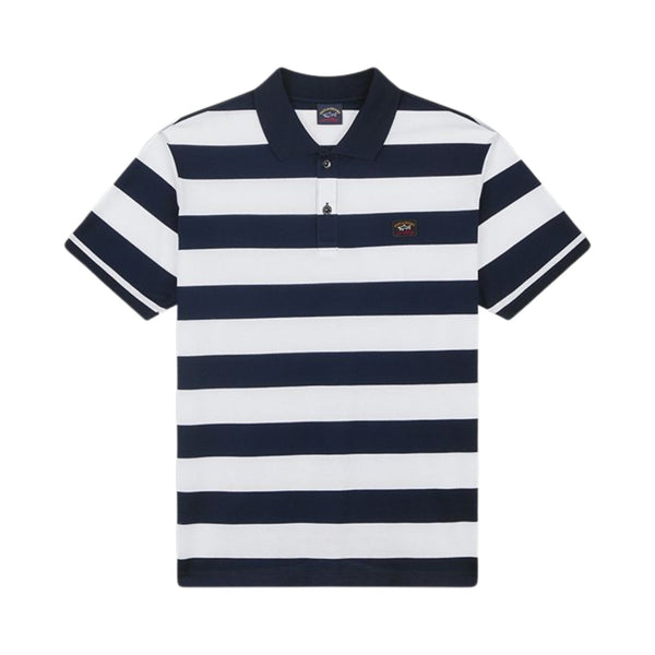Polo Uomo Iconica a righe con badge Blu bianco PAUL & SHARK- Francavilla Moda